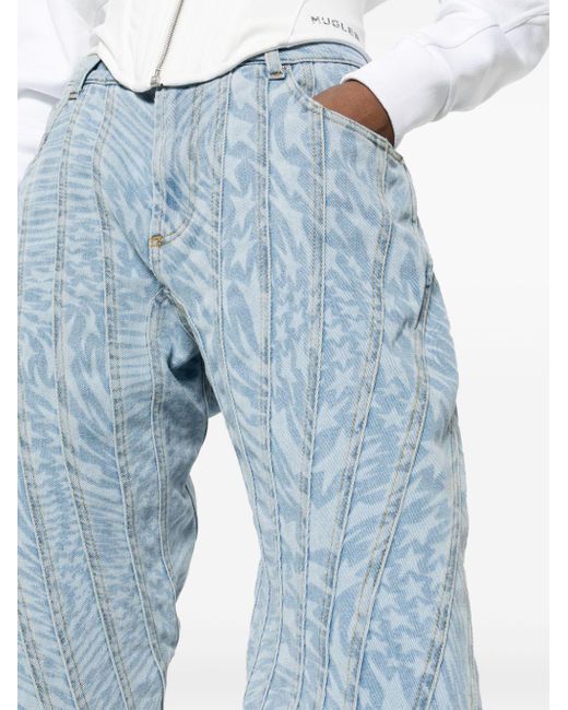 Mugler Blue Tapered-Jeans mit Sterne-Print