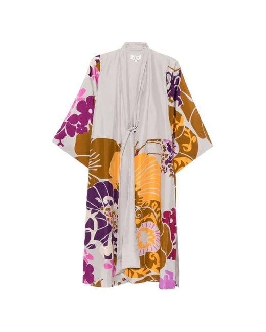 Psophia White Floral-Print Tie-Front Coat