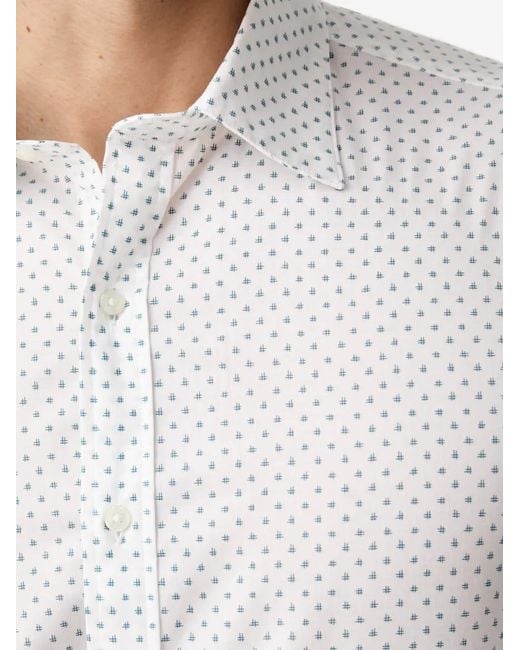 Michael Kors Gray Geometric-Print Long-Sleeve Shirt for men