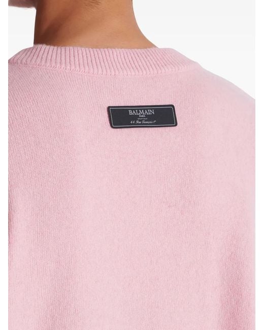 Balmain Pink Crew-Neck Cashmere Sweater for men