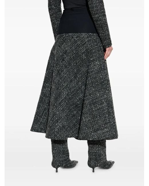 DIESEL Black Panelled High-Waisted Midi Skirt
