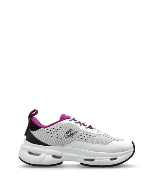 Emporio Armani White Logo-Embroidered Sneakers