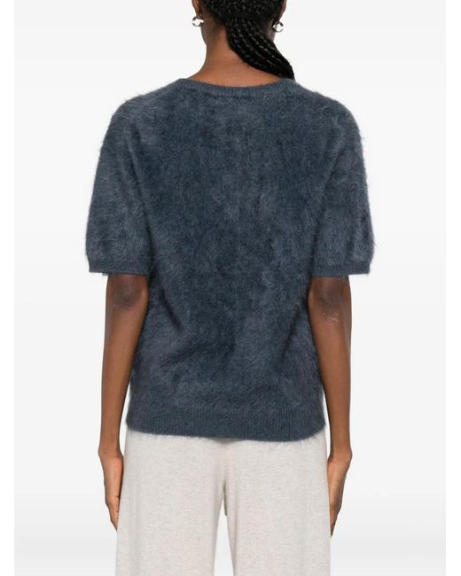 Lisa Yang Blue Brushed Knitted Top
