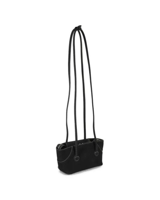 MARGE SHERWOOD White Small Boat Contrast-Stitch Leather Shoulder Bag