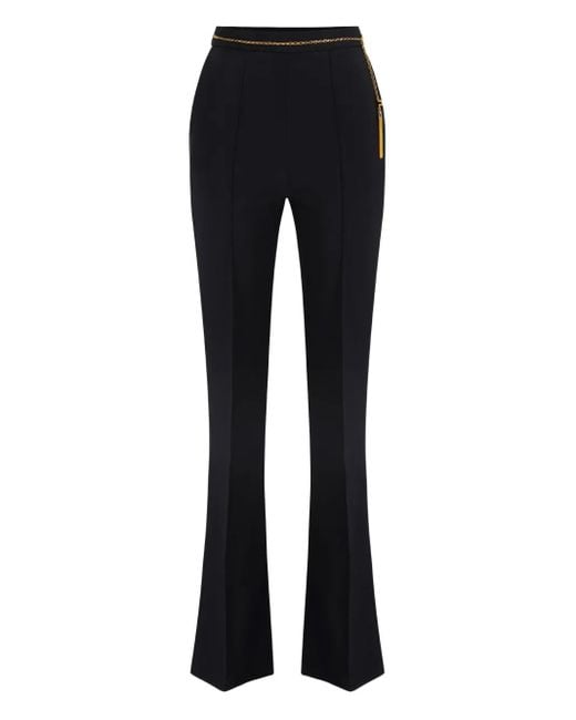 Elisabetta Franchi Blue Crepe Flared Trousers