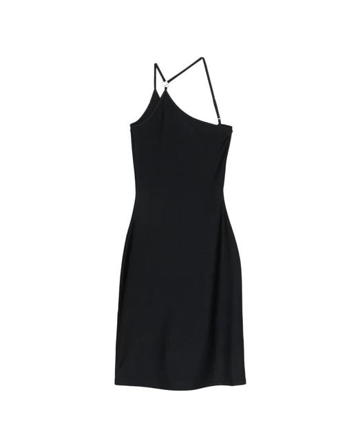 Coperni Black C-Logo One-Shoulder Midi Dress