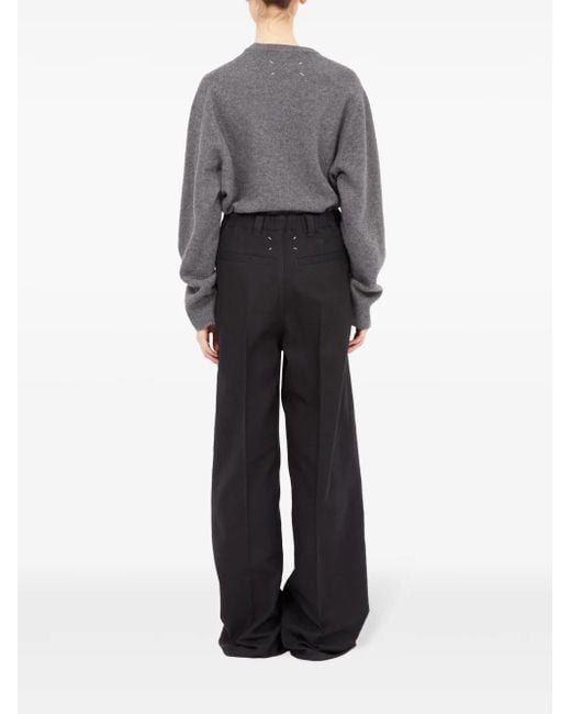 Maison Margiela Black High-Waisted Pleated Wide-Leg Trousers