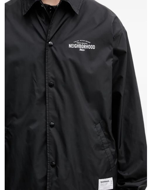 Neighborhood Black Logo-Print Drawstring Jacket for men