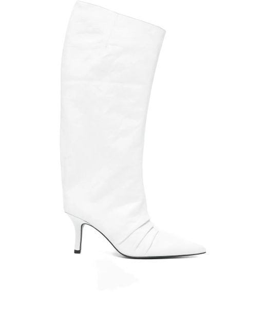 Patrizia Pepe White 75Mm Crinkle Pointed Boots