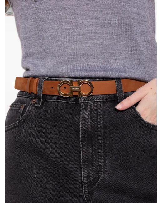 Ferragamo Brown Adjustable Gancini Belt
