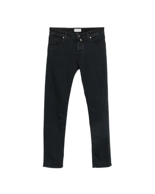Jacob Cohen Black Embroidered-Logo Jeans for men