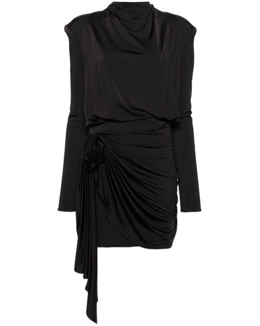 Magda Butrym Black Mini Dress With Rose Appliqués