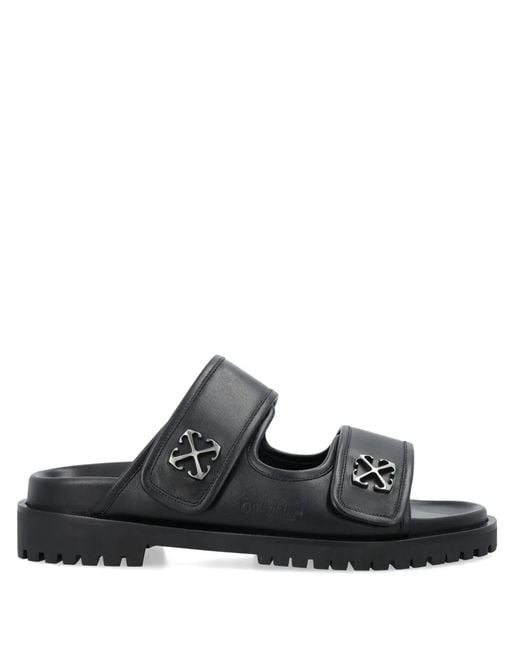 Off-White c/o Virgil Abloh Black Leather Metal Arrow Sandal For for men