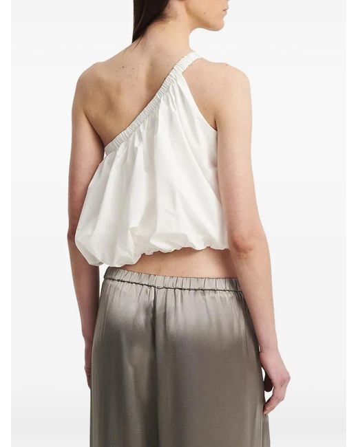 ELEH White One-Shoulder Cropped Top