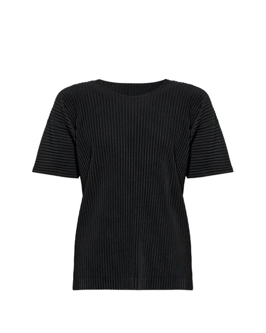 Homme Plissé Issey Miyake Black T-Shirt À Design Plissé for men