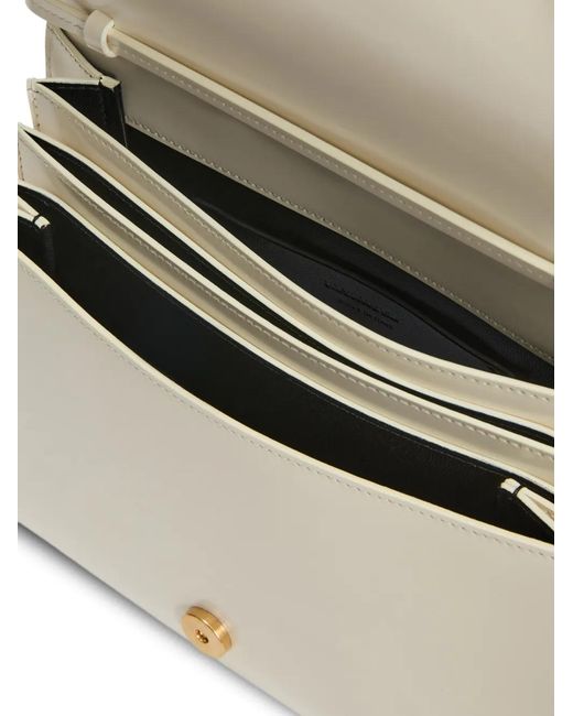 Jil Sander White Sac Porté Épaule File À Rabat Et Logo Imprimé