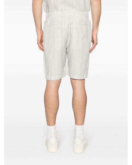 Vince White Striped Hemp Shorts for men