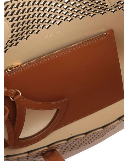 Sergio Rossi Brown Sac Cabas Mermaid À Détails Festonnés