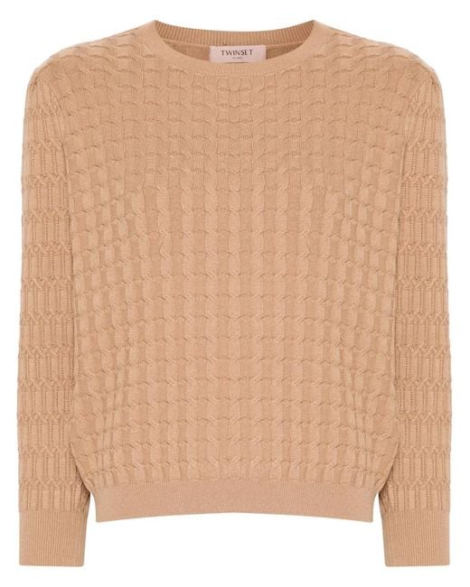 Twinset Natural Cable-Knit Sweater
