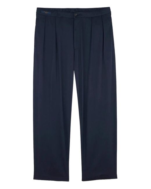 Paul & Shark Blue Pleated Straight-Leg Trousers for men