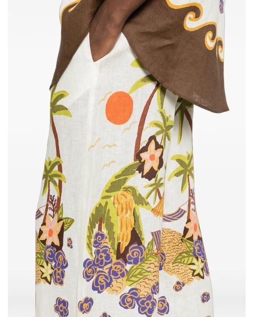 ALÉMAIS Metallic Island Cove Graphic-Print Palazzo Pants