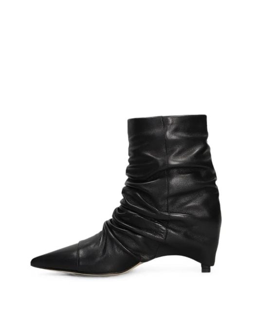 The Seller Black Ruched Pointed-Toe Ankle Boots