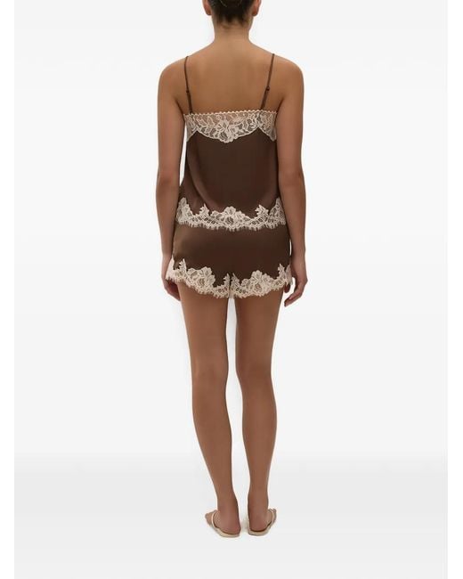Faithfull The Brand Brown Lace-Trim Camisole Top