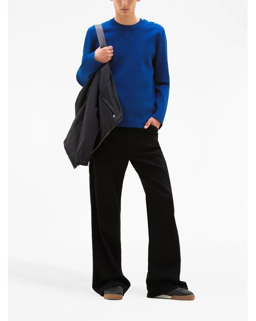 Courreges Blue Logo-Patch Buttoned Sweater for men