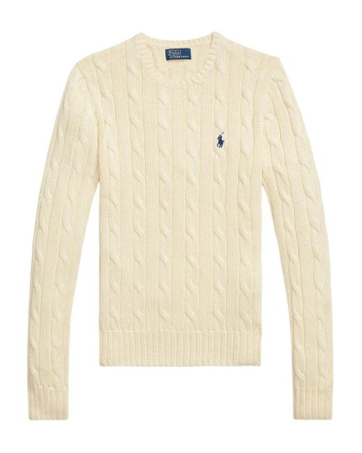 Polo Ralph Lauren Natural Cable-Knit Crew-Neck Sweater
