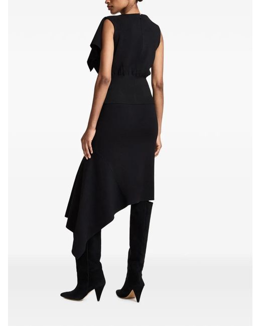 Essentiel Antwerp Black Draped-Panel Asymmetrical Skirt