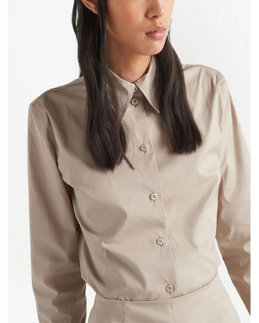Prada Popeline Blouse in het Natural