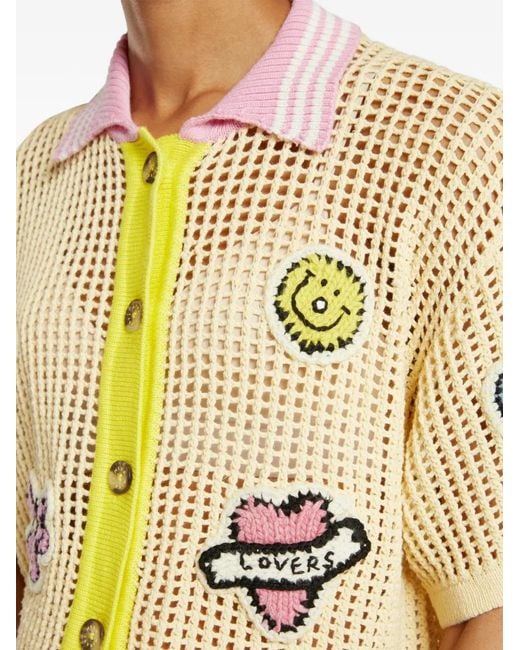 MIRA MIKATI Metallic Cardigan En Maille Ajourée