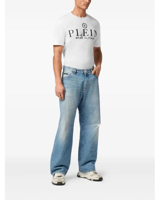 Philipp Plein Blue Logo-Patch Jeans for men