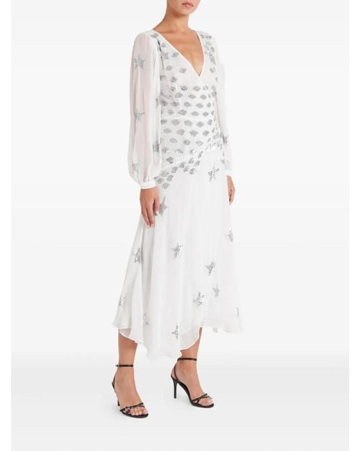 Temperley London White Etoile Sequin-Star Wrap Dress