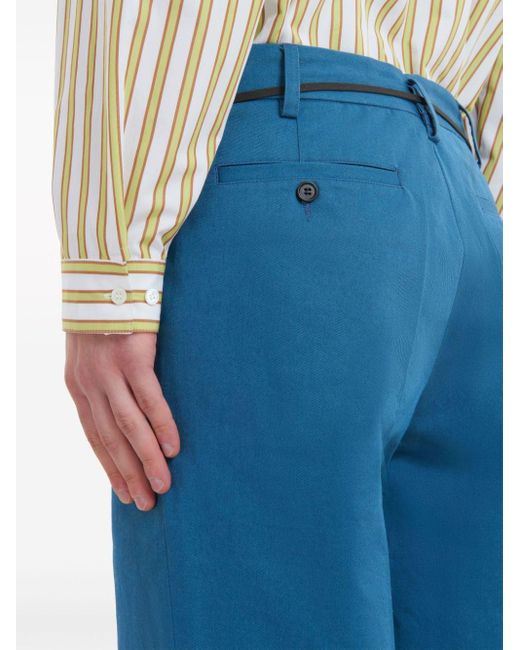 Marni Blue Tied Waistband straight-legged Trousers for men