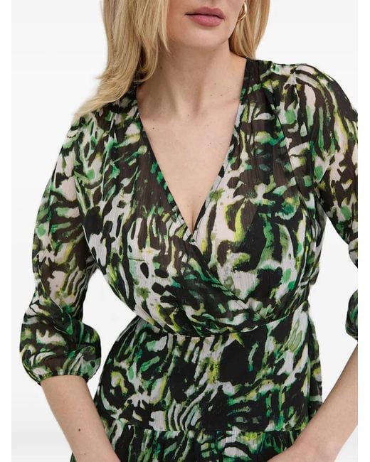 Morgan Green V-Neck Gathered Midi Dress