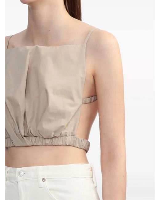 3.1 Phillip Lim Natural Open-Back Ruched Crop Top