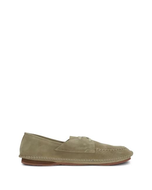 Premiata Green Lace-Up Whipstitch-Trim Loafers for men