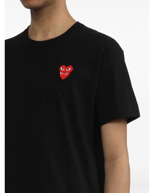 COMME DES GARÇONS PLAY Black Logo-Appliqué Cotton T-Shirt