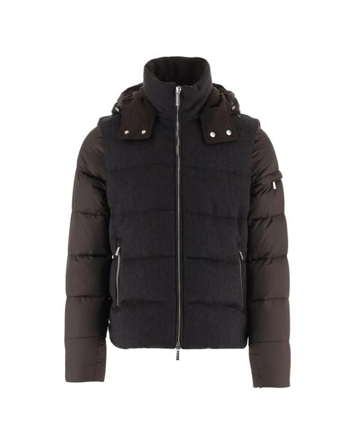 Moorer Black Padded Hooded Jacket for men