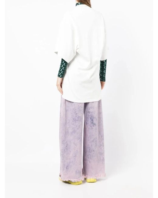 ANDERSSON BELL White Argyle String Embroidery Oversize T-Shirt