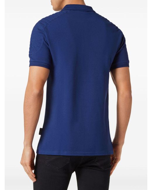 Philipp Plein Blue Pique Polo Shirt for men