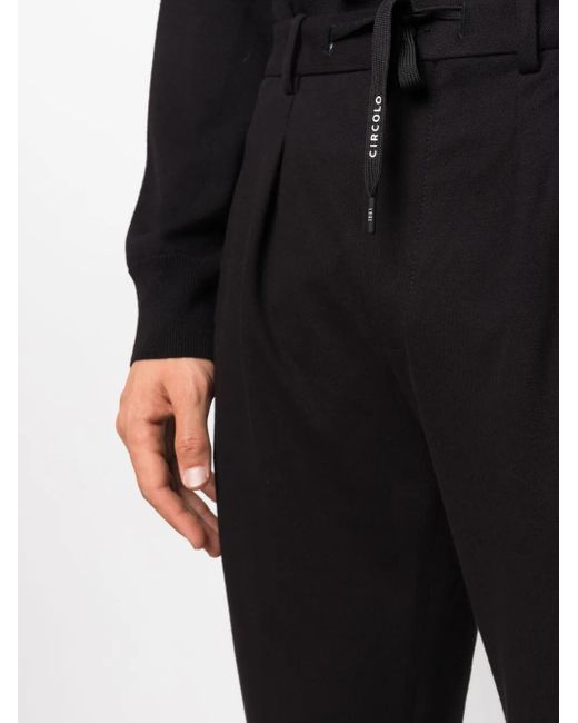 Circolo 1901 Black Drawstring-Waistband Tapered-Leg Trousers for men