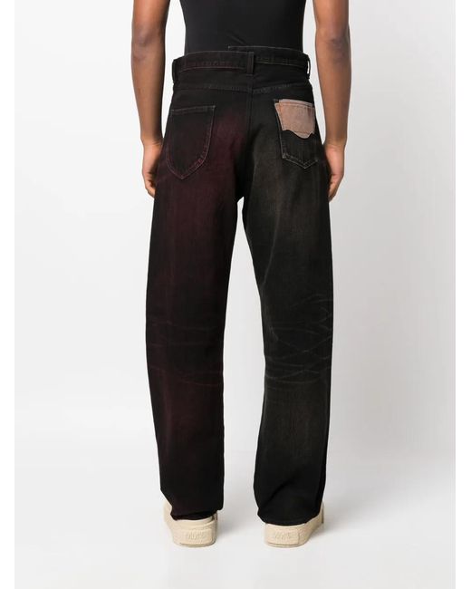 Maison Mihara Yasuhiro Black W-Combined Straight-Leg Jeans for men