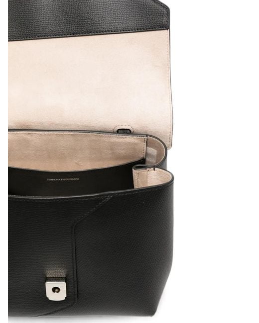 Emporio Armani Black Mini 1981 Leather Tote Bag