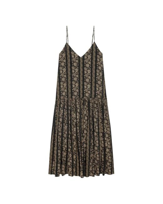 The Great Black Maxi Floral-Print Drop-Waist Dress