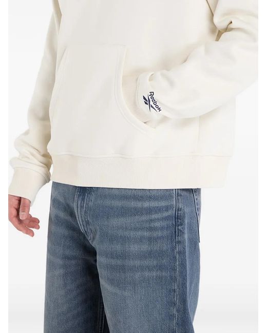 Reebok White Logo-Embroidery Hoodie for men