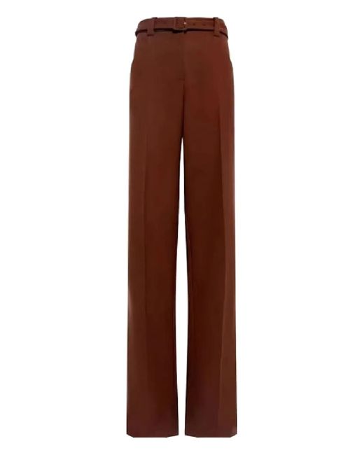 Gabriela Hearst Brown Norman Belted-Waist Trousers