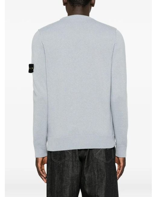 Stone Island Gray Logo-Patch Crew-Neck Sweater for men