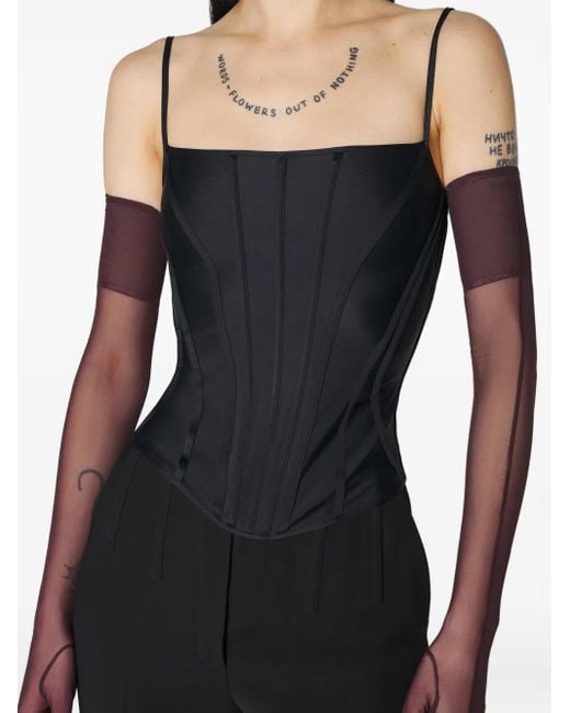 Mugler Black Bustier-Top Mit Knochen